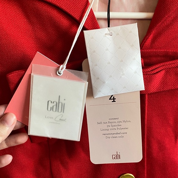 CAbi Womens Scarlet Red Blazer with Gold Accents - Picture 2 of 16